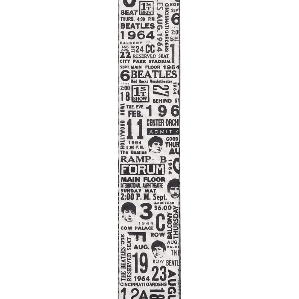D'Addario The Beatles Strap - 1964 Tour, Ticket Stubs Black and