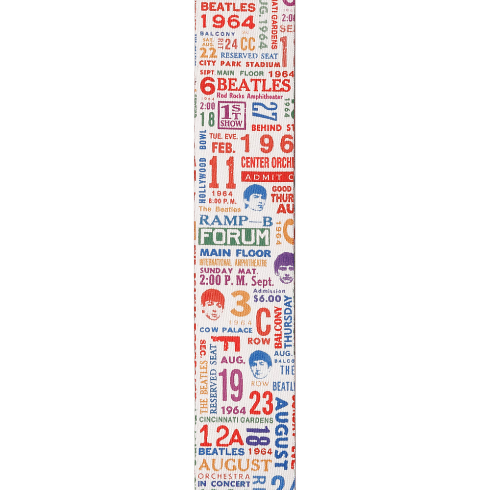 D'Addario The Beatles Strap - 1964 Tour, Ticket Stubs Multi-Color