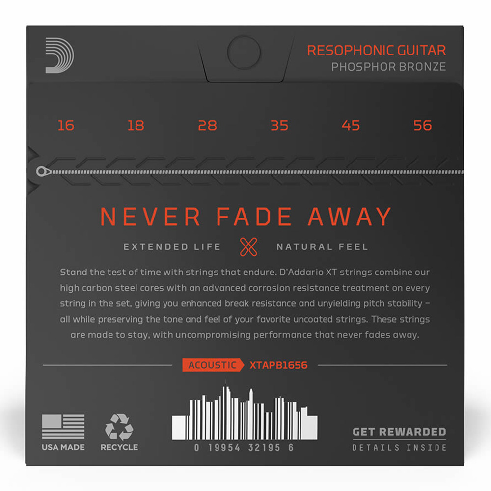 D'Addario XTAPB1656 [XT Phosphor Bronze, Resophonic 16-56