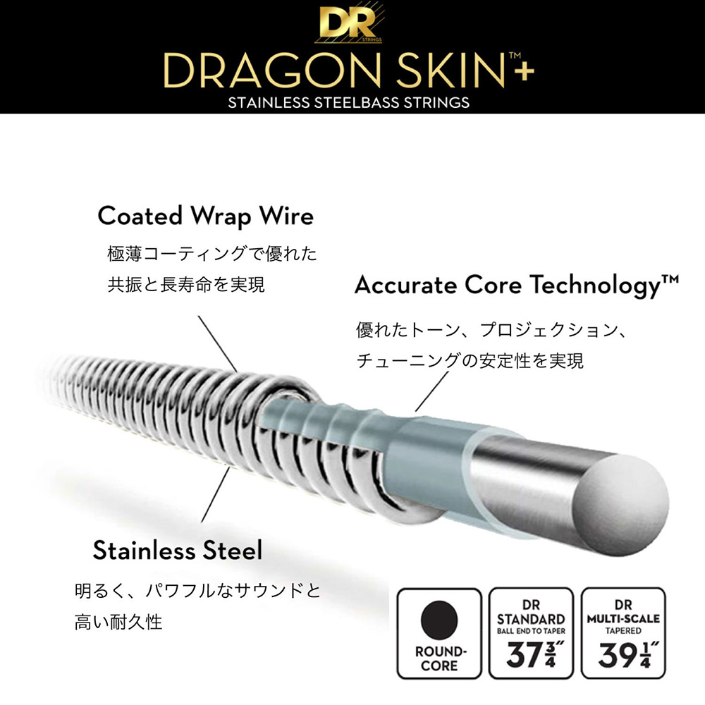 DR DBS5-45 [Dragon Skin+ Stainless Steel Bass / Medium 5-String  45-125]｜ミュージックランドKEY