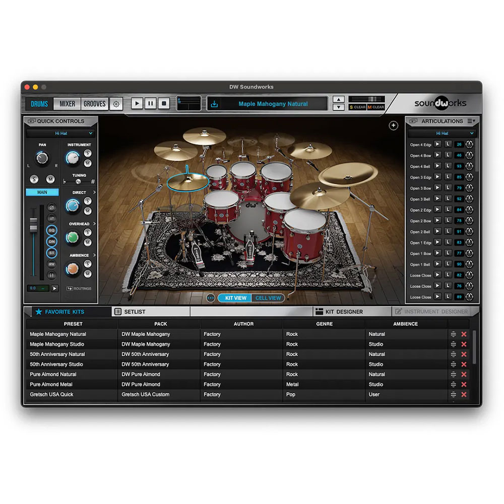 dw DWe 4-Piece Complete Bundle Kit Midnight Blue Metallic Lacquer