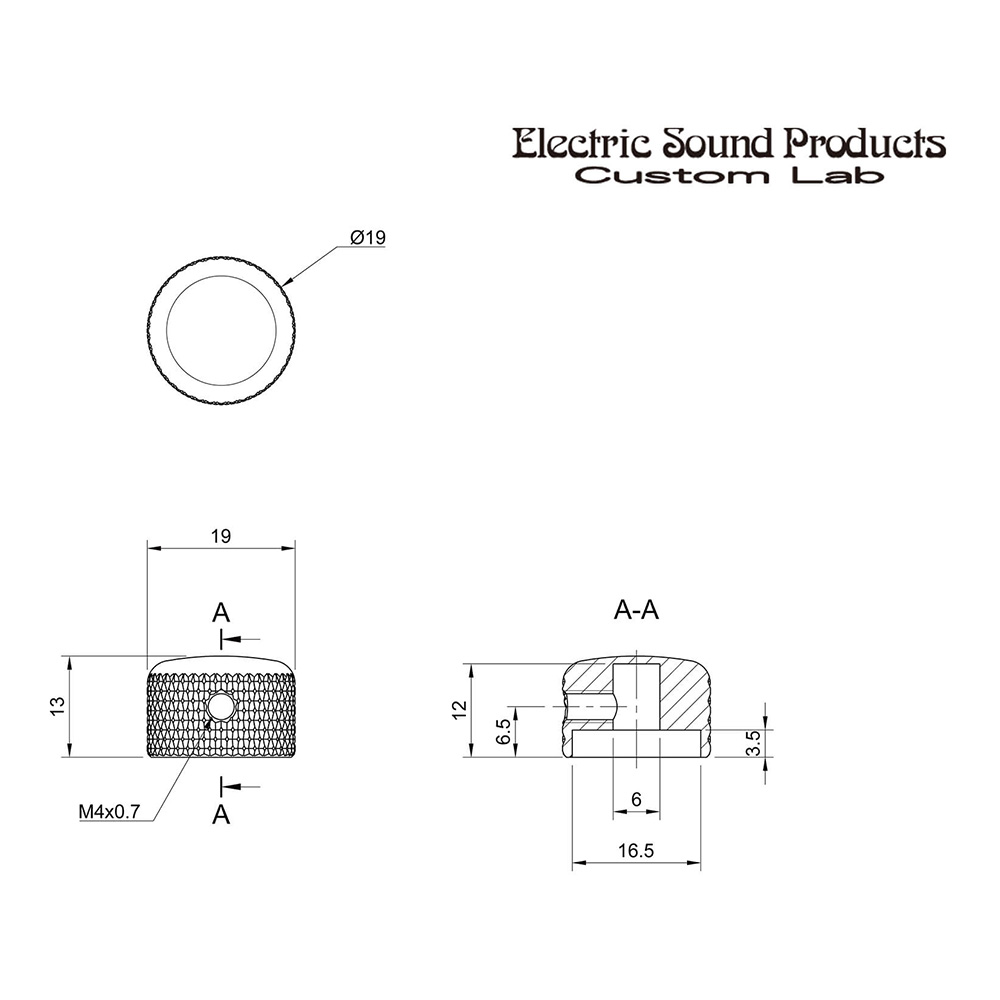 ESP Custom Lab Metal Knob Low Profile Classic EVK-1LO Black