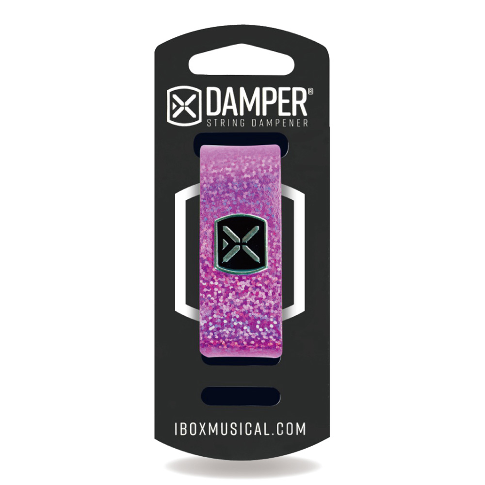 IBOX Musical STRING DAMPER - HOLOGRAPHIC PINK LEATHER & IRON TAG