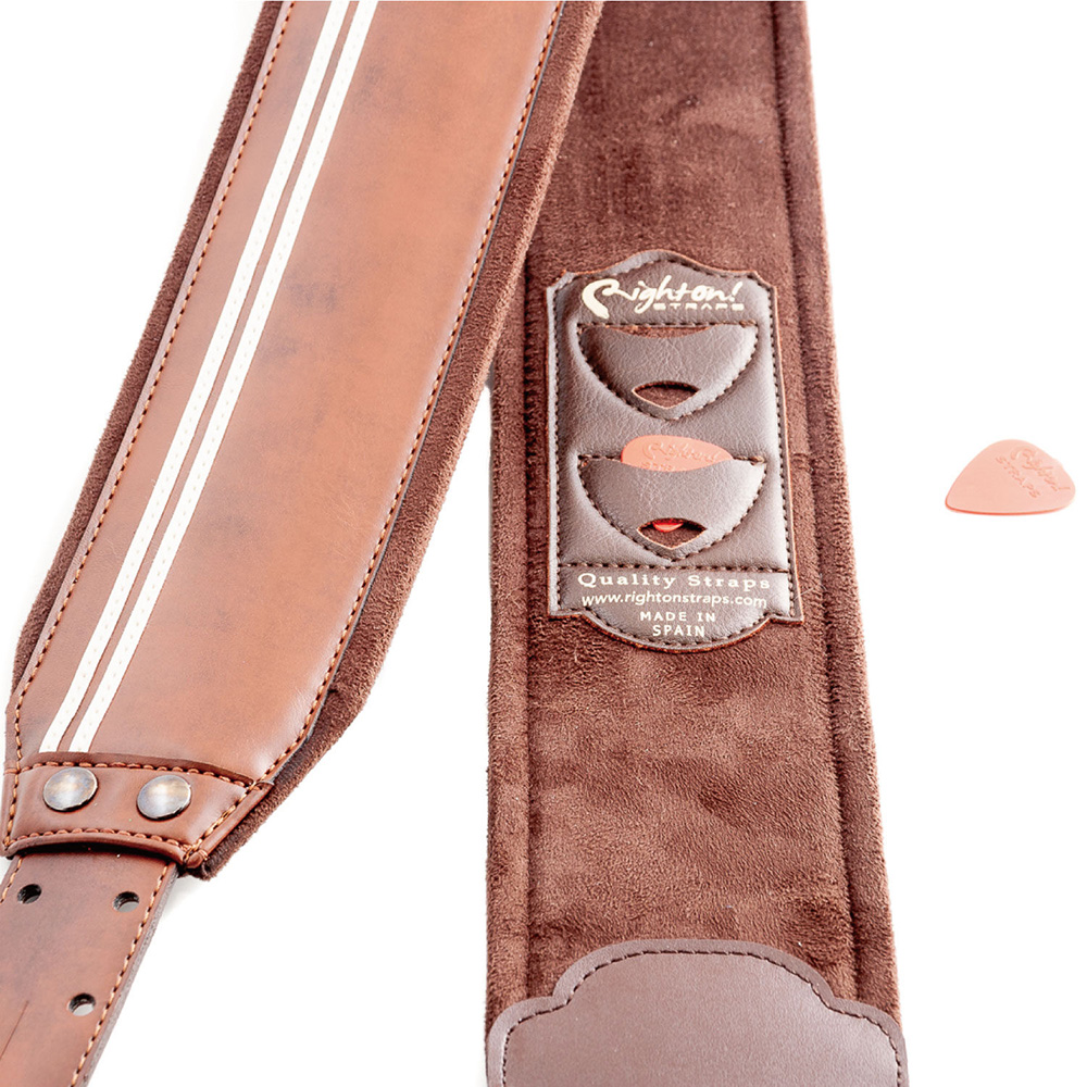 RightOn! STRAPS ギターストラップ 幅 8cm、長さ 98~153cm B-CHARM ブラウン n5ksbvb RightOn Straps ライトオン ストラップ CHARM BROWN チャーム ブラウン