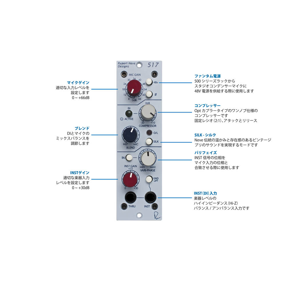 Rupert Neve Designs 517 Mic Pre / DI / Comp｜ミュージックランドKEY