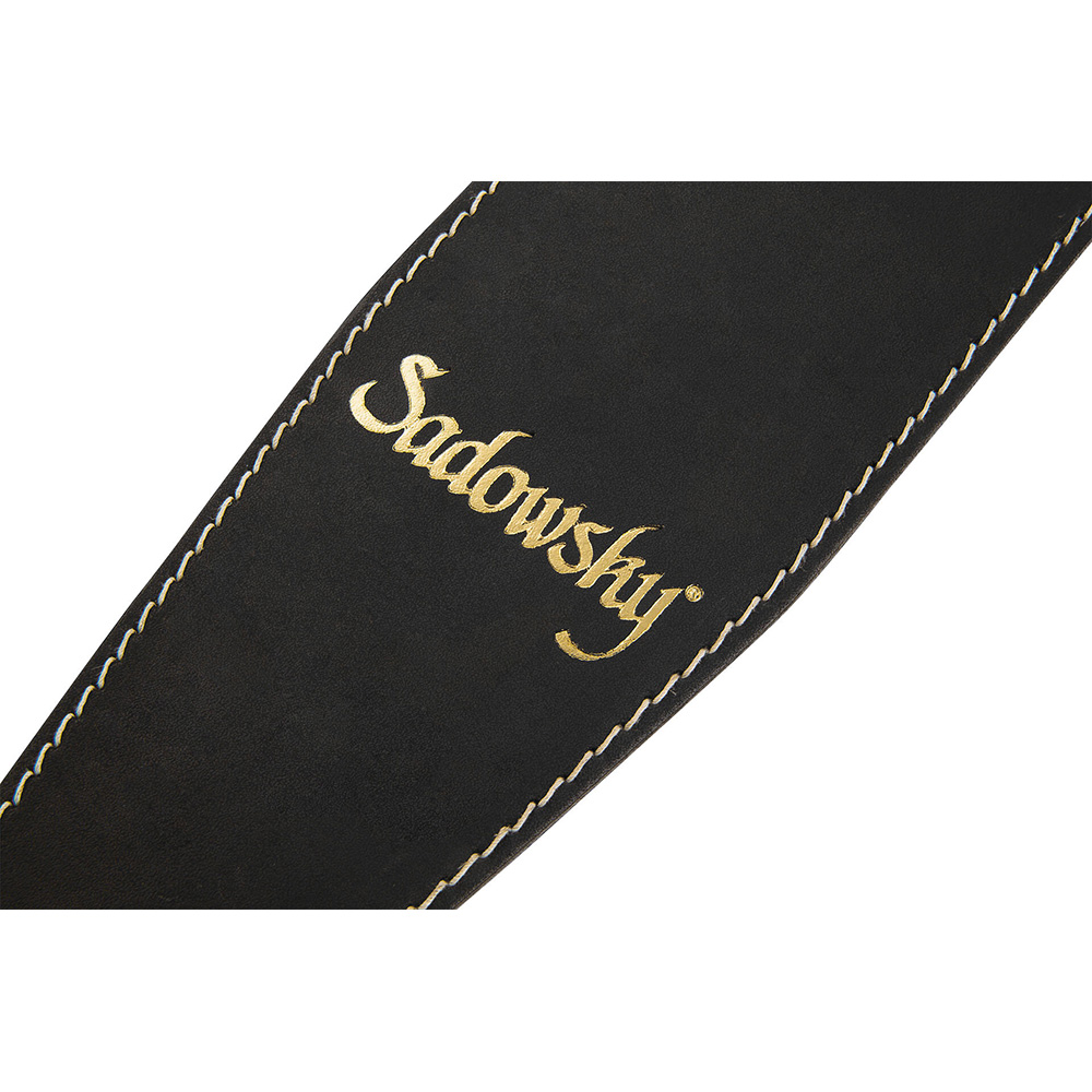 Sadowsky MetroLine 本革ベースストラップ 黒 Sadowsky MetroLine Genuine Leather Bass Strap Black/Gold