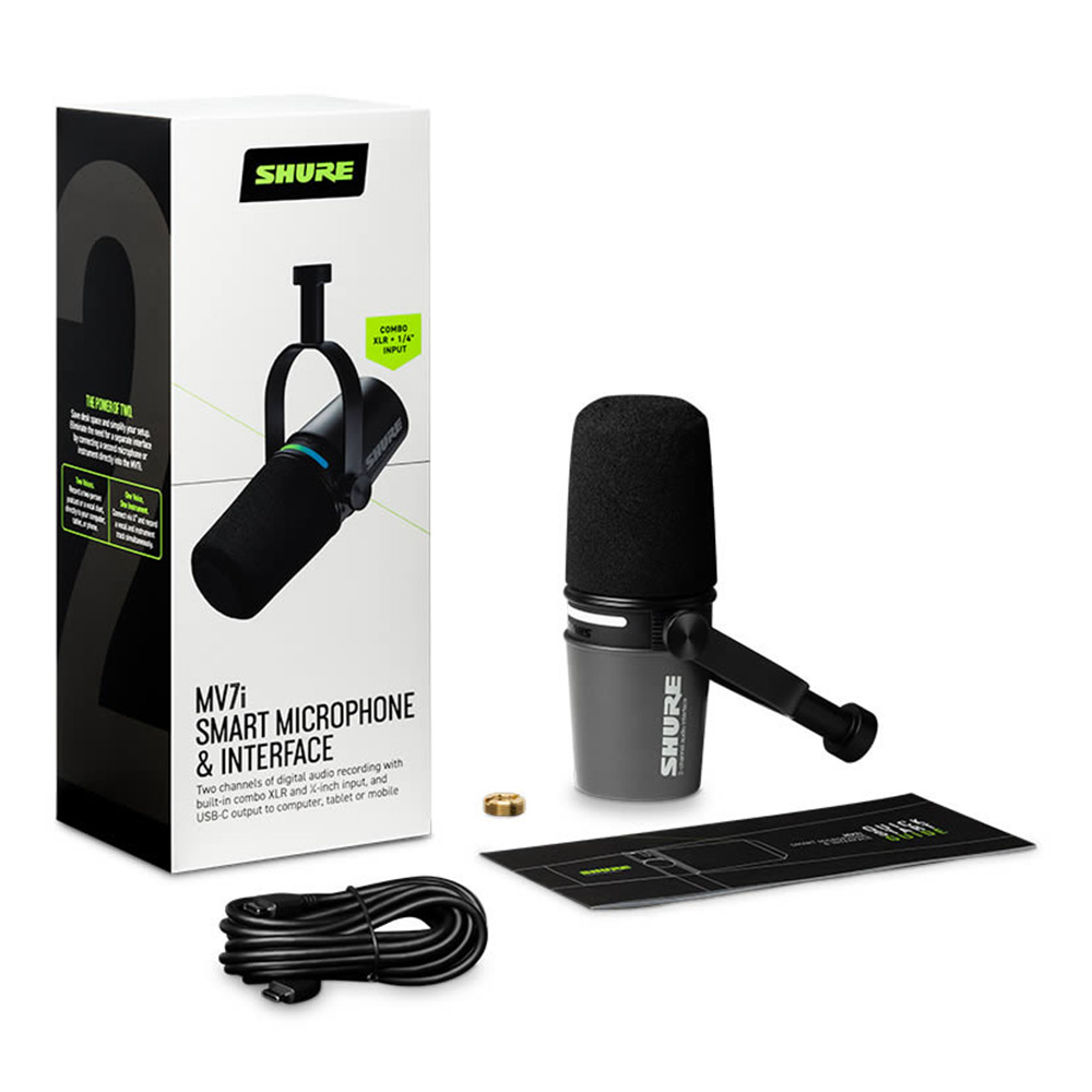 【中古/ほぼ未使用】Shure MVi デジタルオーディオインターフェース SHURE MV7i スマートマイクロホン & インターフェース MV7I-J