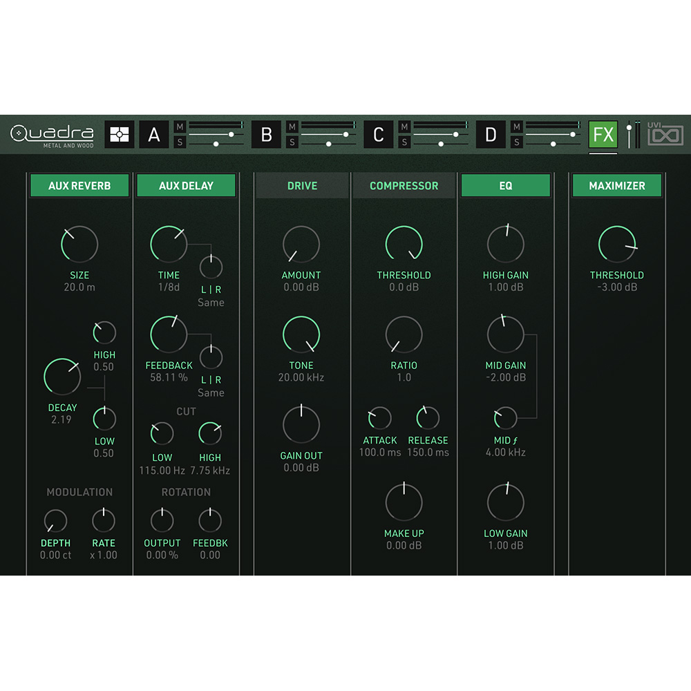 UVI Quadra: Metal & Wood - マルチインストゥルメント＆シーケンスデザイナー - UVI Quadra - Metal and Wood | Multi-Instrument and Sequence Designer