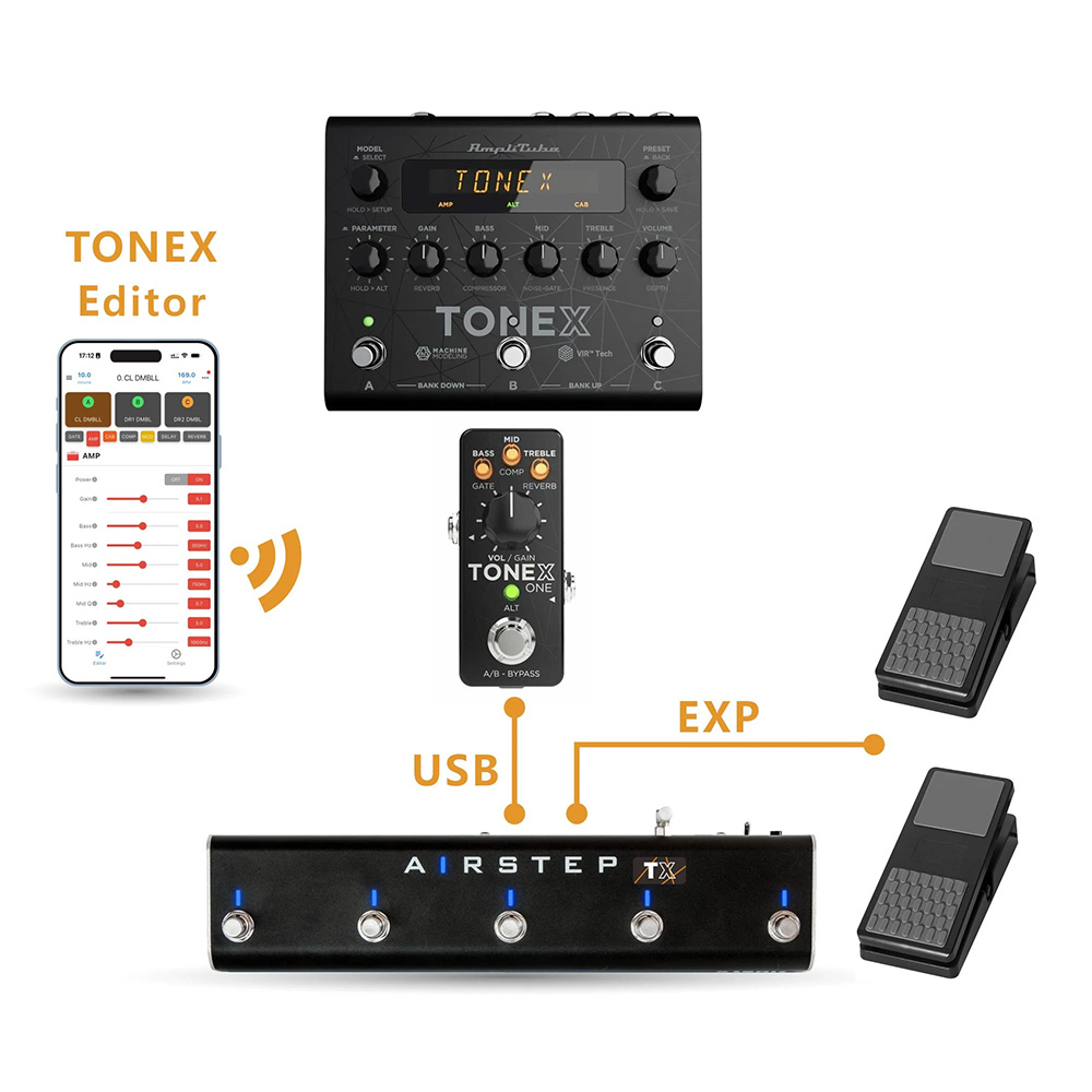 AIRSTEP TX ギターエフェクター XSONIC AIRSTEP TX + TONEX Pedal Bundle｜ミュージックランドKEY
