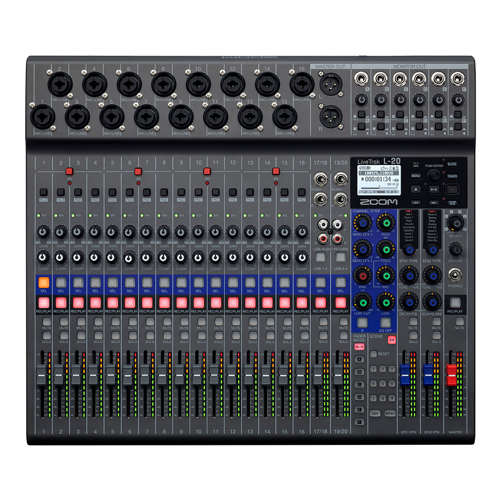 ZOOM LiveTrak L-20 Digital Mixer + Recorder｜ミュージックランドKEY